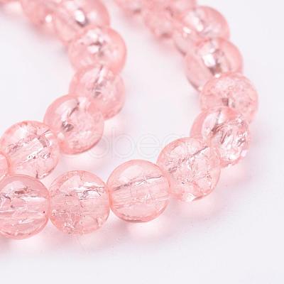1Strand Salmon Transparent Crackle Glass Round Beads Strands X-CCG-Q001-6mm-03-1