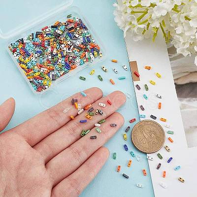 450Pcs 15 Colors 2-Hole Glass Seed Beads SEED-FH0001-07A-1