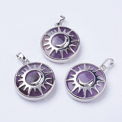 Natural Amethyst Pendants G-K234-B13-1
