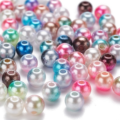 900Pcs 15 Style Rainbow ABS Plastic Imitation Pearl Beads OACR-YW0001-13-1