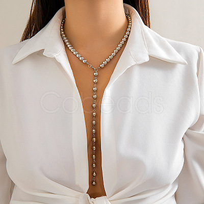 Alloy Round Beaded Link Chain Y Necklaces for Women FS-WG05D33-03-1