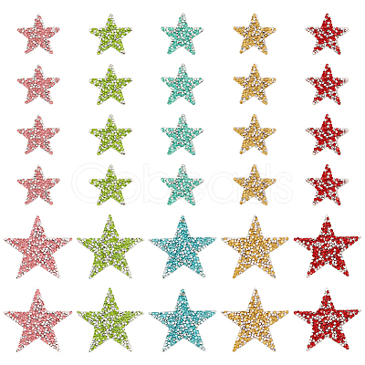 WADORN 30Pcs 10 Styles Star Hotfix Rhinestone DIY-WR0004-13-1