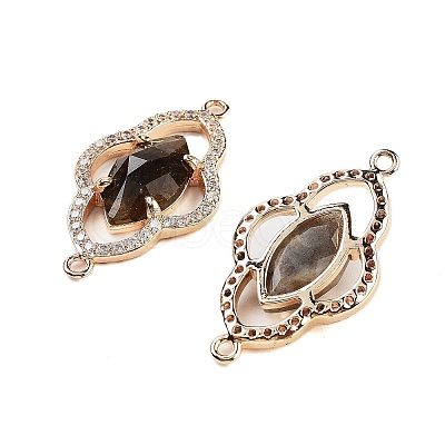 Natural Labradorite Faceted Connector Charms G-B081-01G-02-1