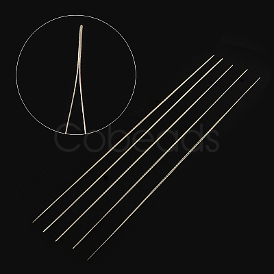 Iron Collapsible Big Eye Beading Needles ES001Y-S-100mm-01-1