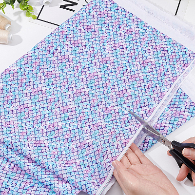 Fishscale Pattern Polyester Fabrics DIY-WH0292-79A-1