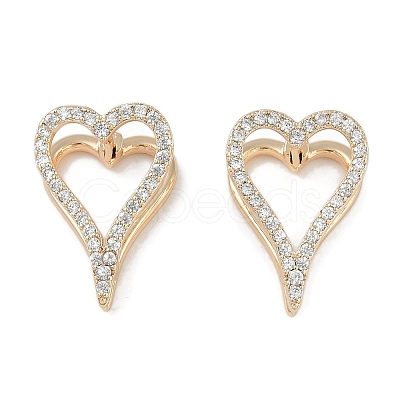 Clear Cubic Zirconia Heart Hoop Earrings EJEW-L292-003G-1