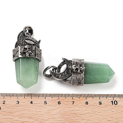 Natural Green Aventurine Faceted Sword Pendants G-Q163-01AS-01-1