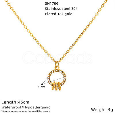 304 Stainless Steel Pave Clear Cubic Zirconia Pendant Necklaces for Women WG4D1A8-01-1