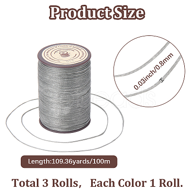 3 Roll 3 Colors Flat Waxed Polyester Thread String YC-CL0001-01B-1
