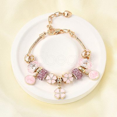 Alloy Enamel European Beads Charm Bracelets BJEW-F495-01G-1