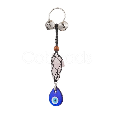 Natural Rose Quartz Pouch Pendant Decorations HJEW-JM02128-01-1