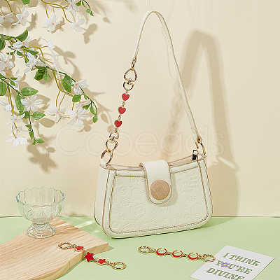 3Pcs 3 Styles Star Moon Heart Alloy Enamel Link Bag Extension Chains AJEW-AR0002-01-1
