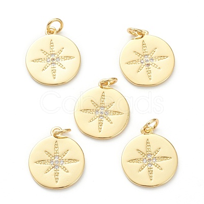 Brass Micro Pave Clear Cubic Zirconia Pendants ZIRC-P200-18A-G-1