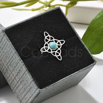 Synthetic Turquoise Finger Rings RJEW-I110-02P-01-1