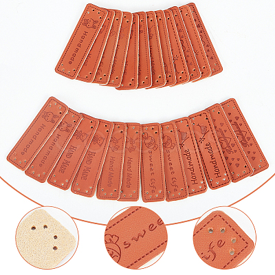 48Pcs 6 Styles PU Leather Labels DIY-WR0003-31-1