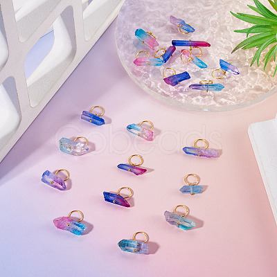 20Pcs 4 Styles Electroplated Natural Quartz Crystal Pendants PALLOY-TAC0224-1