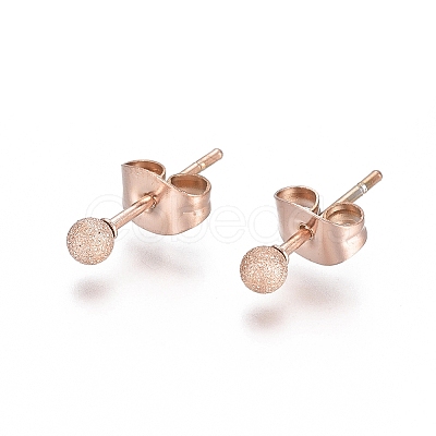 Ion Plating(IP) 304 Stainless Steel Stud Earrings EJEW-L215-58A-RG-1