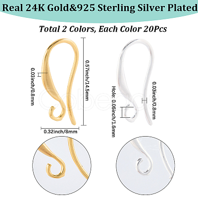 40Pcs 2 Colors Brass Earring Hooks KK-SC0006-52-1