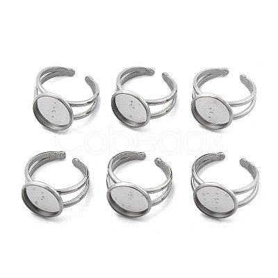 Non-Tarnish 304 Stainless Steel Cuff Ring Settings STAS-E202-02C-P-1