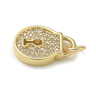 Rack Plating Brass Micro Pave Cubic Zirconia Pendants KK-K392-43G-1
