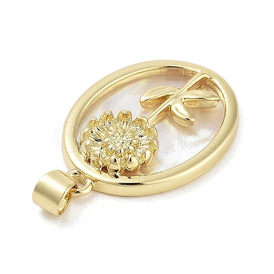 Rack Plating Brass Pave Shell Pendants KK-Z064-28G-010-1