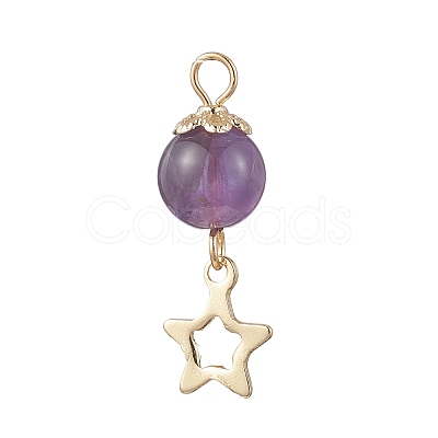 3Pcs Natural Mixed Gemstone Pendants PALLOY-JF04756-1