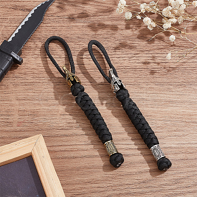 2Pcs 2 Colors Handmade Spartan Nylon Parachute Cord for Men HJEW-DR0001-03-1
