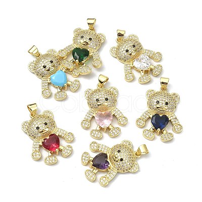 Brass Micro Pave Cubic Zirconia Pendants ZIRC-F137-01G-1