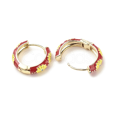 Daisy Flower Enamel Hoop Earrings LS-EJEW-G290-01G-D-1