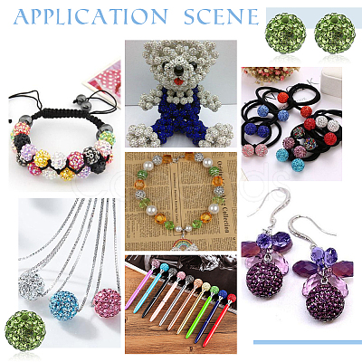 100Pcs Polymer Clay Pave Rhinestone Beads RB-OC0001-09-1