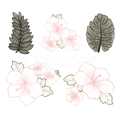 5Pcs Organza Flower & Leaf DIY-WH0622-250-1