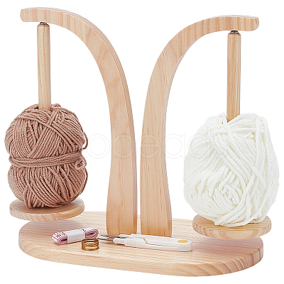 2-slot Wooden Thread Holder AJEW-WH0460-145-1
