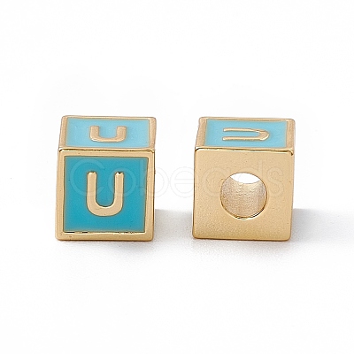 Rack Plating Brass Enamel Beads KK-B060-04G-06U-1