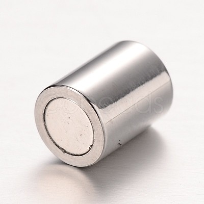 Textured 304 Stainless Steel Column Magnetic Clasps with Glue-in Ends STAS-I045-11RG-1