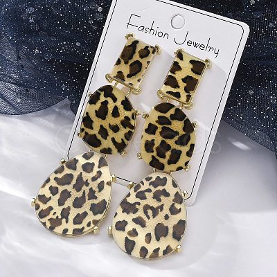 Alloy acrylic Dangle Stud Earrings EJEW-M075-01G-02-1