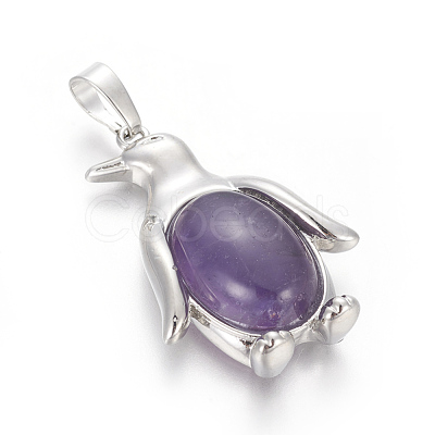 Natural Amethyst Pendants G-L512-A07-1