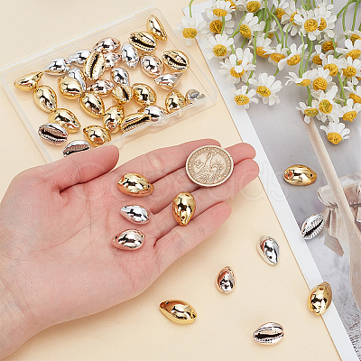 20Pcs 2 Colors UV Plated Freshwater Shell Pendants SHEL-HY0001-07-1