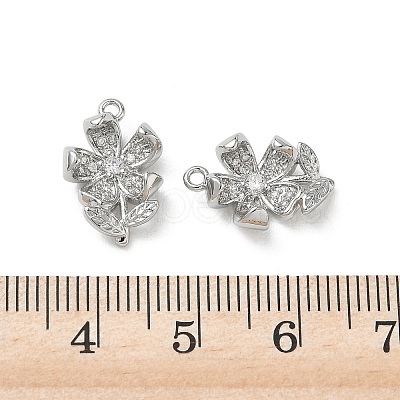 Brass Micro Pave Clear Cubic Zirconia Pendants KK-P355-02P-1