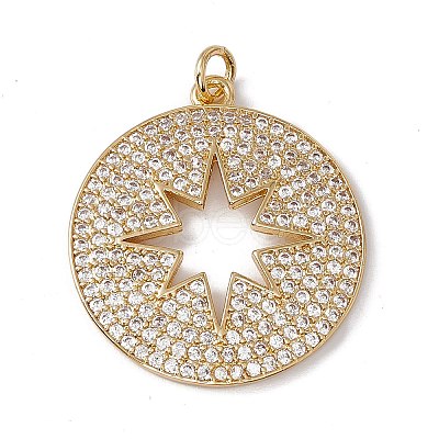 Brass Micro Pave Clear Cubic Zirconia Pendants KK-G439-42G-1