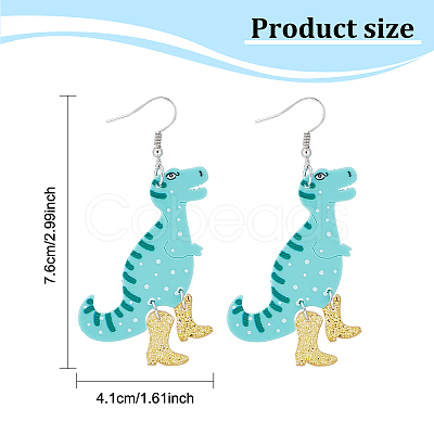 3 Pairs 3 Colors Dinosaur & High Heels Acrylic Dangle Earrings EJEW-AN0002-79-1