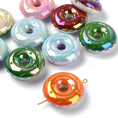 10Pcs UV Plating Opaque Acrylic Beads MACR-YW0004-39-1