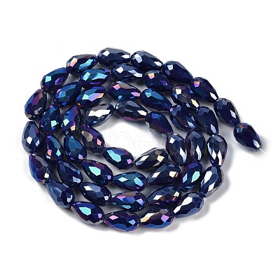 Opaque Solid Color Electroplate Glass Beads Strands X-EGLA-N013-P6mm-B03-1