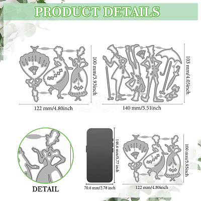 Retro Gentleman & Lady Carbon Steel Cutting Dies Stencils DIY-WH0309-3072-1