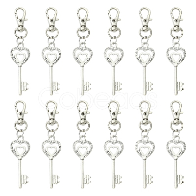 6Pcs Heart Key Alloy Pendant Decorations HJEW-YW00392-1