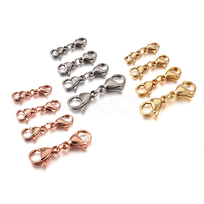 Yilisi 24Pcs 4 Style 304 Stainless Steel Lobster Claw Clasps STAS-YS0001-22-1