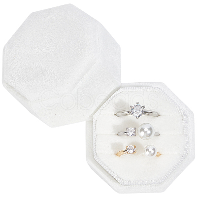 Velvet Cover Plastic Couple Ring Box VBOX-WH20001-02A-1