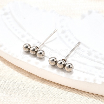 Tarnish Resistant 201 Stainless Steel Beaded Horizontal Bar Stud Earrings with 316 Stainless Steel Pin for Women STAS-K238-01P-1