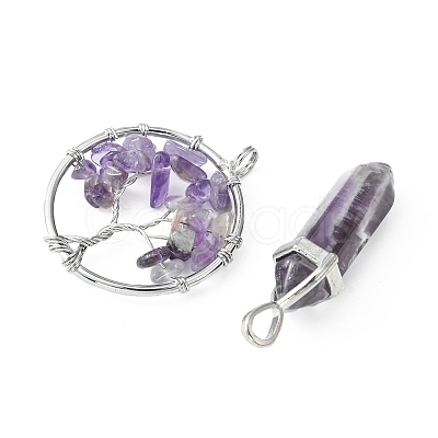 5 Styles Natural Amethyst Pendants G-FS0002-47-1