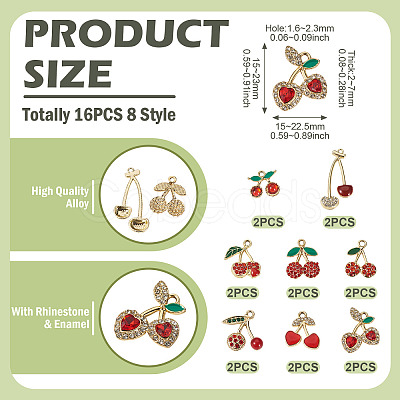 16Pcs 8 Styles Cherry Alloy Pendants FIND-TA0008-78-1