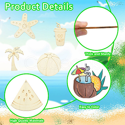 1Set Laser Cut Wood Shapes Pendants WOOD-CJ0002-23-1
